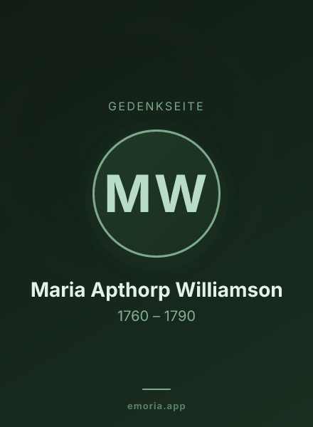 Gedenkportrait von Maria Apthorp Williamson