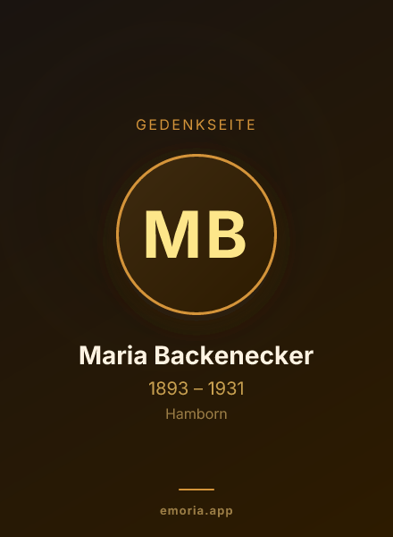 Gedenkportrait von Maria Backenecker