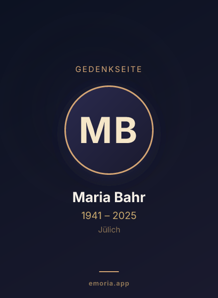 Gedenkportrait von Maria Bahr