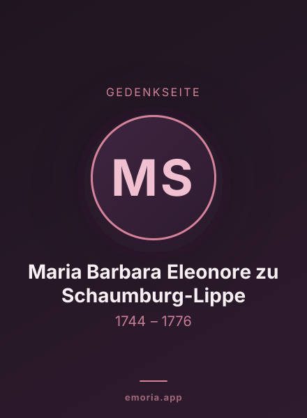 Gedenkportrait von Maria Barbara Eleonore zu Schaumburg-Lippe