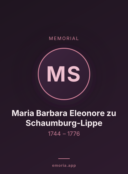 Memorial portrait of Maria Barbara Eleonore zu Schaumburg-Lippe