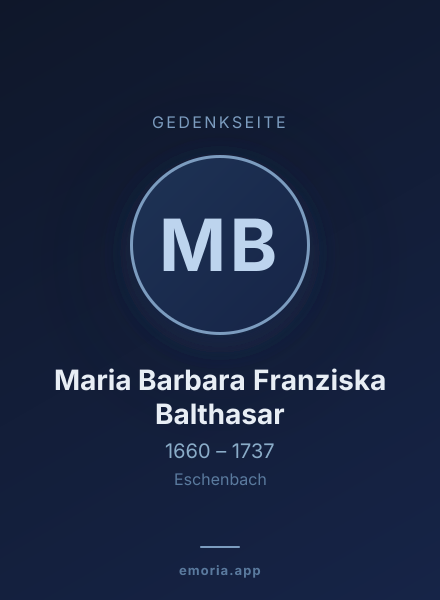 Gedenkportrait von Maria Barbara Franziska Balthasar