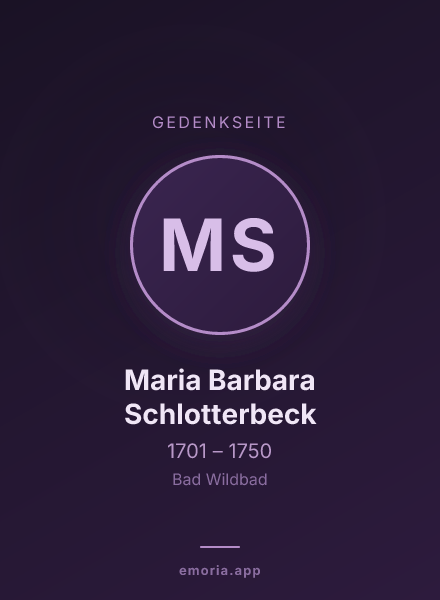 Gedenkportrait von Maria Barbara Schlotterbeck