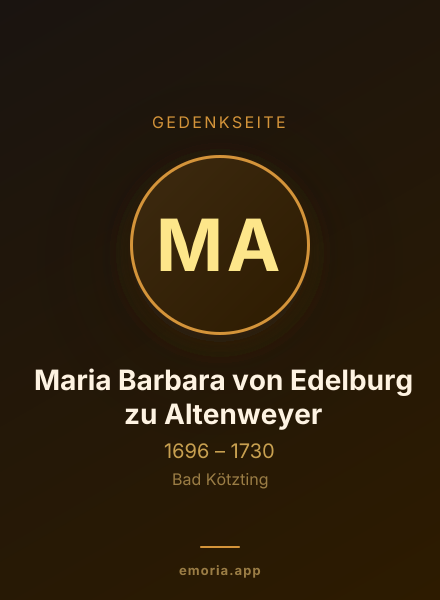 Gedenkportrait von Maria Barbara von Edelburg zu Altenweyer