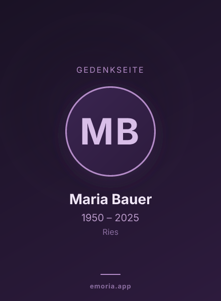 Gedenkportrait von Maria Bauer