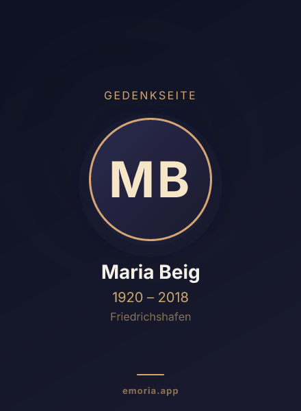 Gedenkportrait von Maria Beig