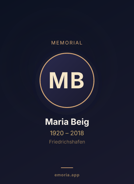 Memorial portrait of Maria Beig