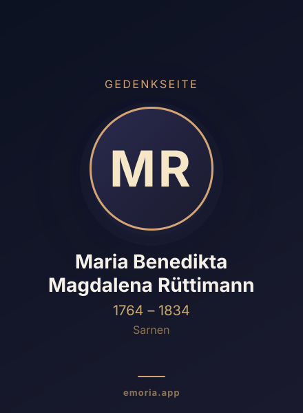 Gedenkportrait von Maria Benedikta Magdalena Rüttimann