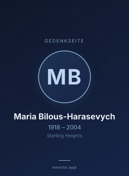 Gedenkportrait von Maria Bilous-Harasevych