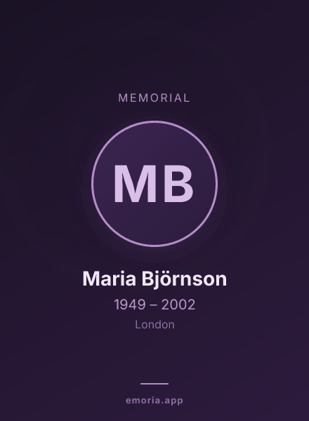 Memorial portrait of Maria Björnson