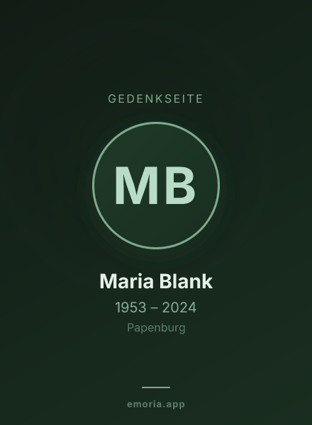 Gedenkportrait von Maria Blank