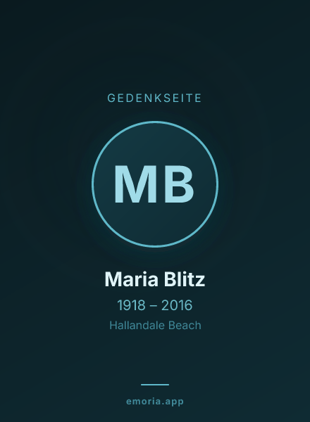 Gedenkportrait von Maria Blitz