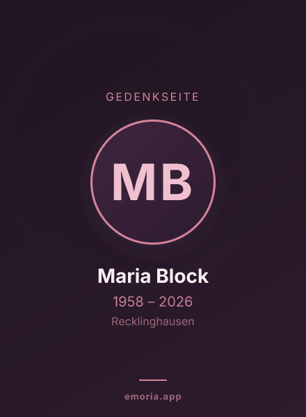 Gedenkportrait von Maria Block