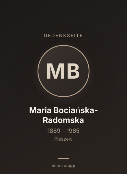 Gedenkportrait von Maria Bociańska-Radomska