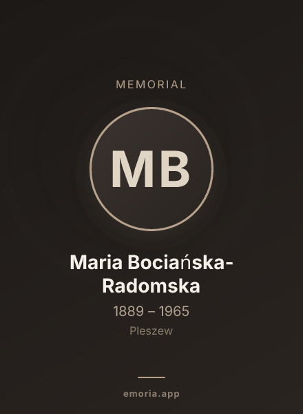 Memorial portrait of Maria Bociańska-Radomska