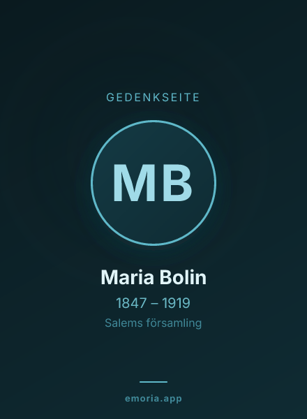 Gedenkportrait von Maria Bolin