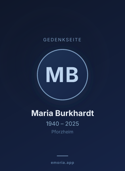 Gedenkportrait von Maria Burkhardt