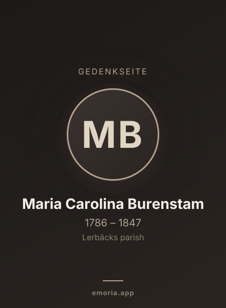 Gedenkportrait von Maria Carolina Burenstam