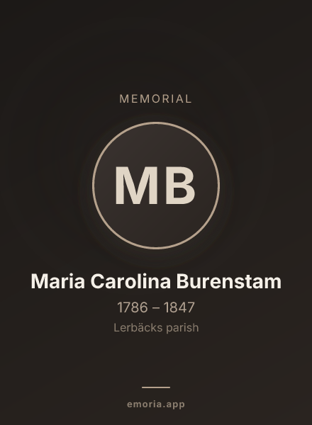 Memorial portrait of Maria Carolina Burenstam