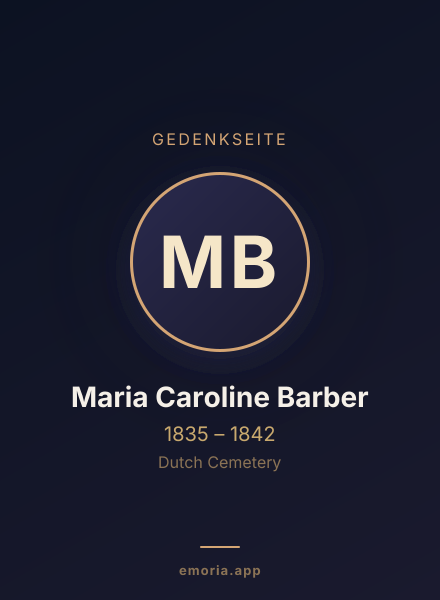 Gedenkportrait von Maria Caroline Barber