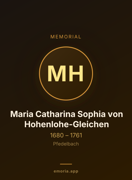 Memorial portrait of Maria Catharina Sophia von Hohenlohe-Gleichen
