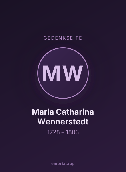 Gedenkportrait von Maria Catharina Wennerstedt