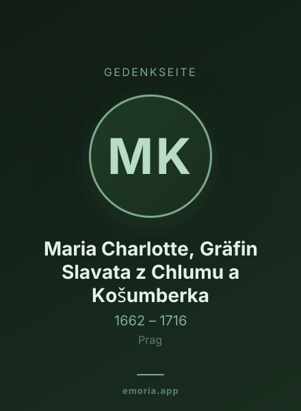 Gedenkportrait von Maria Charlotte, Gräfin Slavata z Chlumu a Košumberka