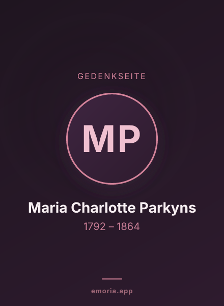 Gedenkportrait von Maria Charlotte Parkyns