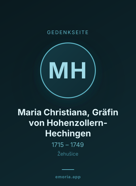 Gedenkportrait von Maria Christiana, Gräfin von Hohenzollern-Hechingen