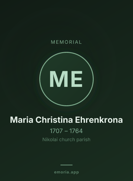 Memorial portrait of Maria Christina Ehrenkrona