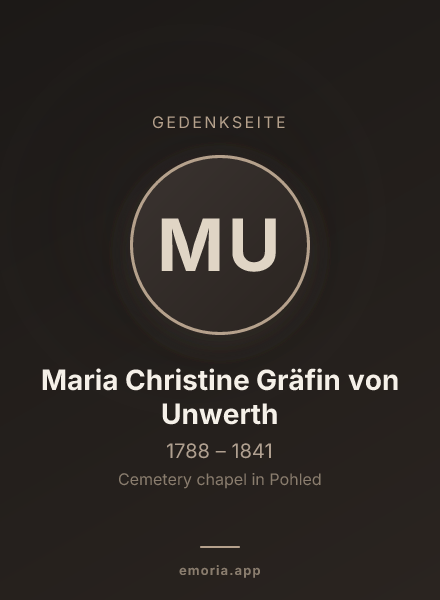 Gedenkportrait von Maria Christine Gräfin von Unwerth