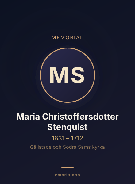 Memorial portrait of Maria Christoffersdotter Stenquist