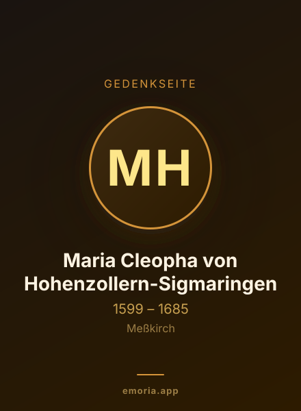 Gedenkportrait von Maria Cleopha von Hohenzollern-Sigmaringen