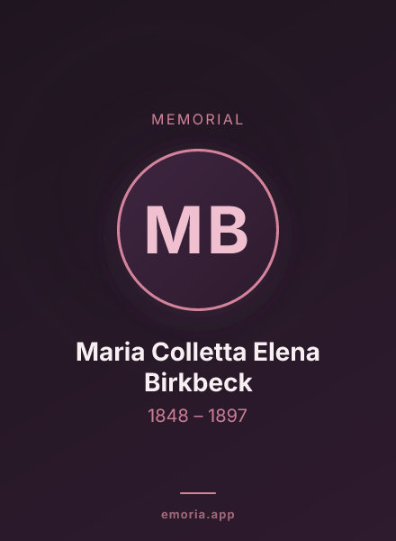 Memorial portrait of Maria Colletta Elena Birkbeck
