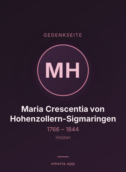 Gedenkportrait von Maria Crescentia von Hohenzollern-Sigmaringen
