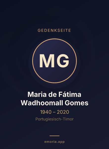 Gedenkportrait von Maria de Fátima Wadhoomall Gomes