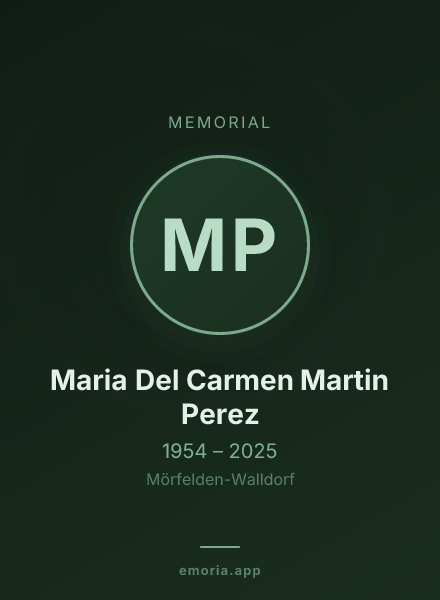 Memorial portrait of Maria Del Carmen Martin Perez