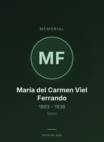 Memorial portrait of María del Carmen Viel Ferrando