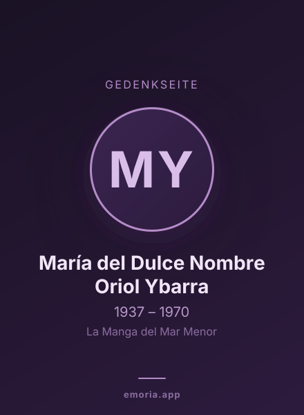 Gedenkportrait von María del Dulce Nombre Oriol Ybarra