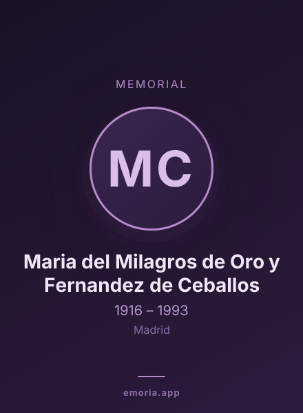 Memorial portrait of Maria del Milagros de Oro y Fernandez de Ceballos