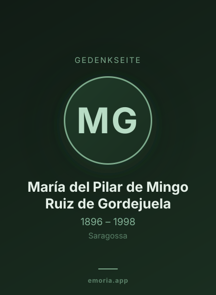 Gedenkportrait von María del Pilar de Mingo Ruiz de Gordejuela