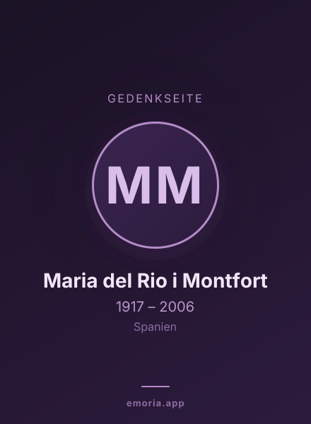 Gedenkportrait von Maria del Rio i Montfort