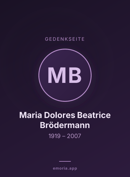 Gedenkportrait von Maria Dolores Beatrice Brödermann