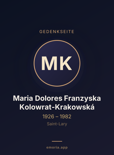 Gedenkportrait von Maria Dolores Franzyska Kolowrat-Krakowská