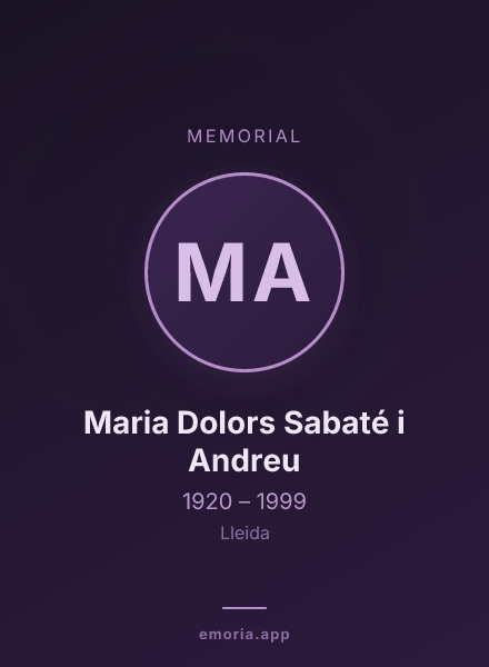 Memorial portrait of Maria Dolors Sabaté i Andreu