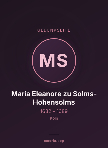Gedenkportrait von Maria Eleanore zu Solms-Hohensolms