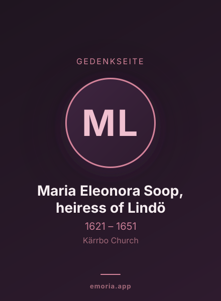 Gedenkportrait von Maria Eleonora Soop, heiress of Lindö
