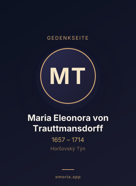 Gedenkportrait von Maria Eleonora von Trauttmansdorff