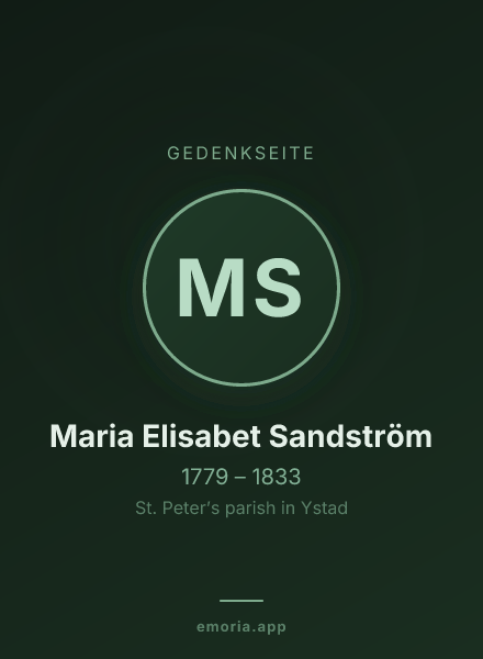 Gedenkportrait von Maria Elisabet Sandström