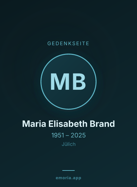 Gedenkportrait von Maria Elisabeth Brand